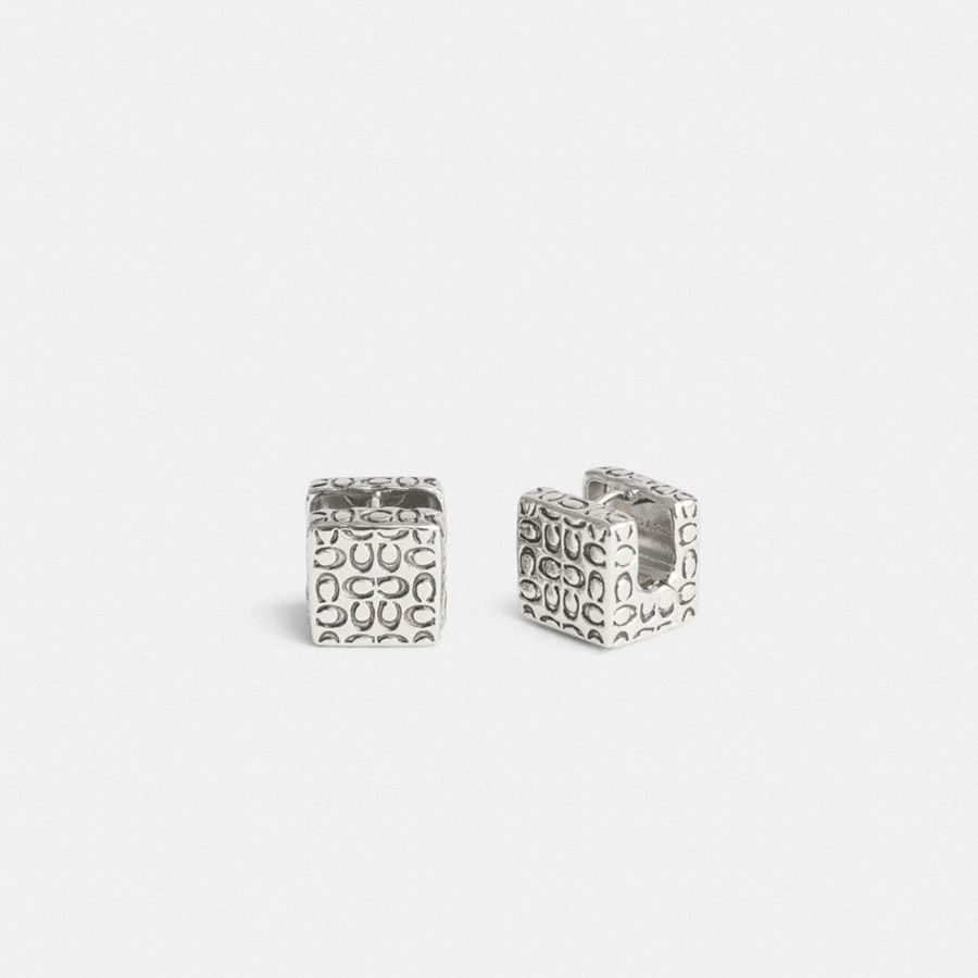 Jóias COACH Quilted Cube Earrings Feminino Prateadas | 45187TZCB