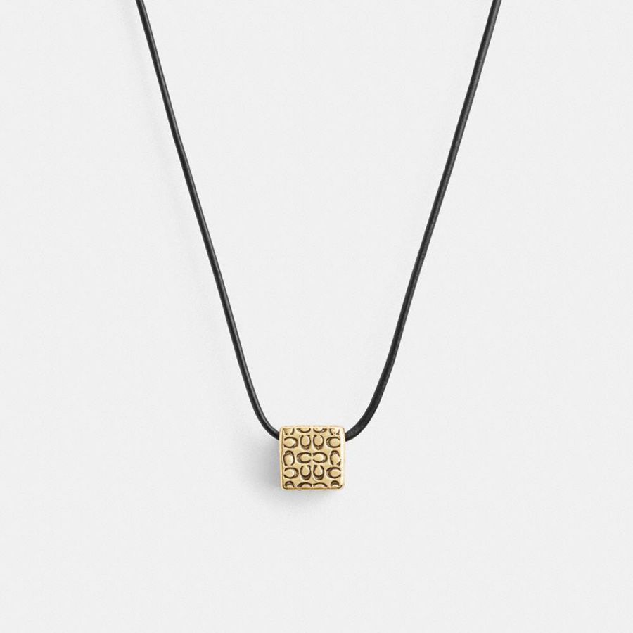 Jóias COACH Quilted Cube Leather Pendant Necklace Feminino Pretas | 20657DELX