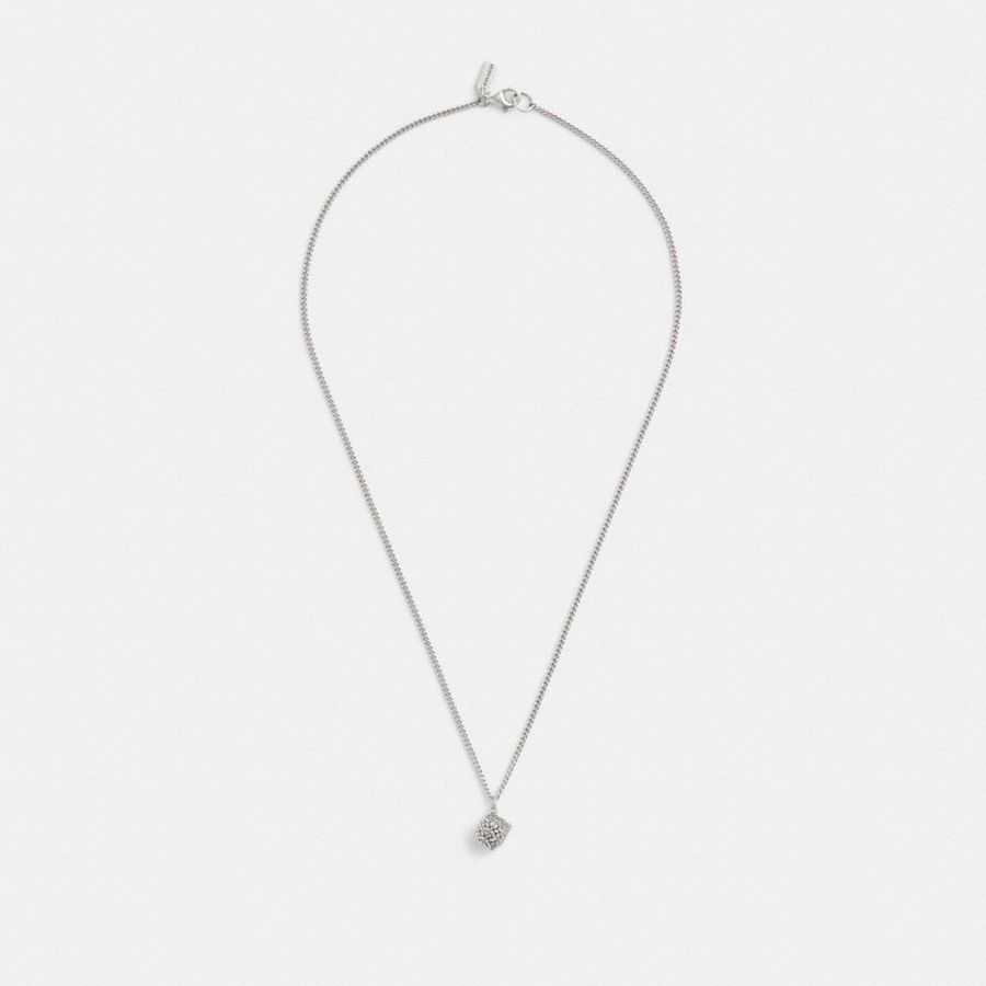Jóias COACH Quilted Cube Pendant Necklace Feminino Prateadas | 38062MGNB