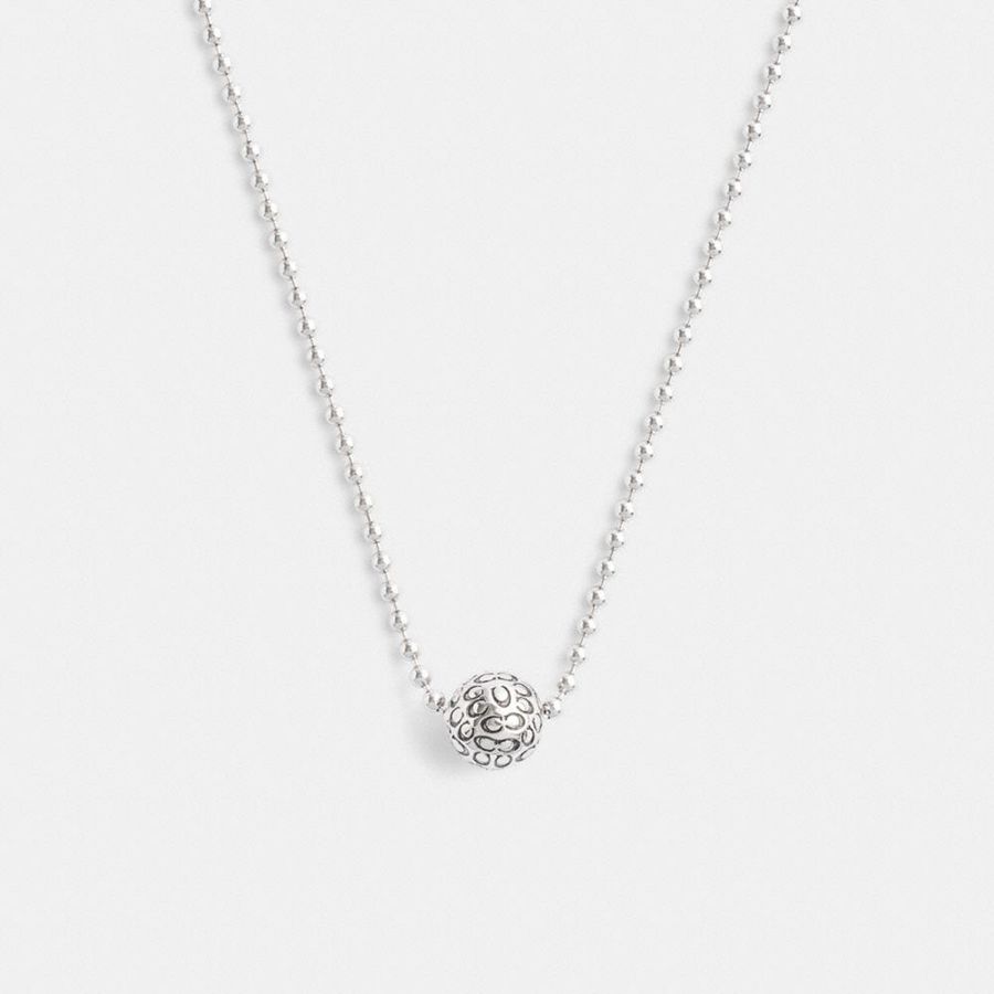 Jóias COACH Quilted Orb Ball Chain Pendant Necklace Feminino Prateadas | 27165ZTKJ