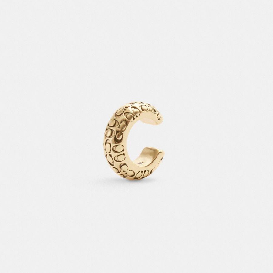 Jóias COACH Quilted Signature Ear Cuff Feminino Douradas | 04981GCNH
