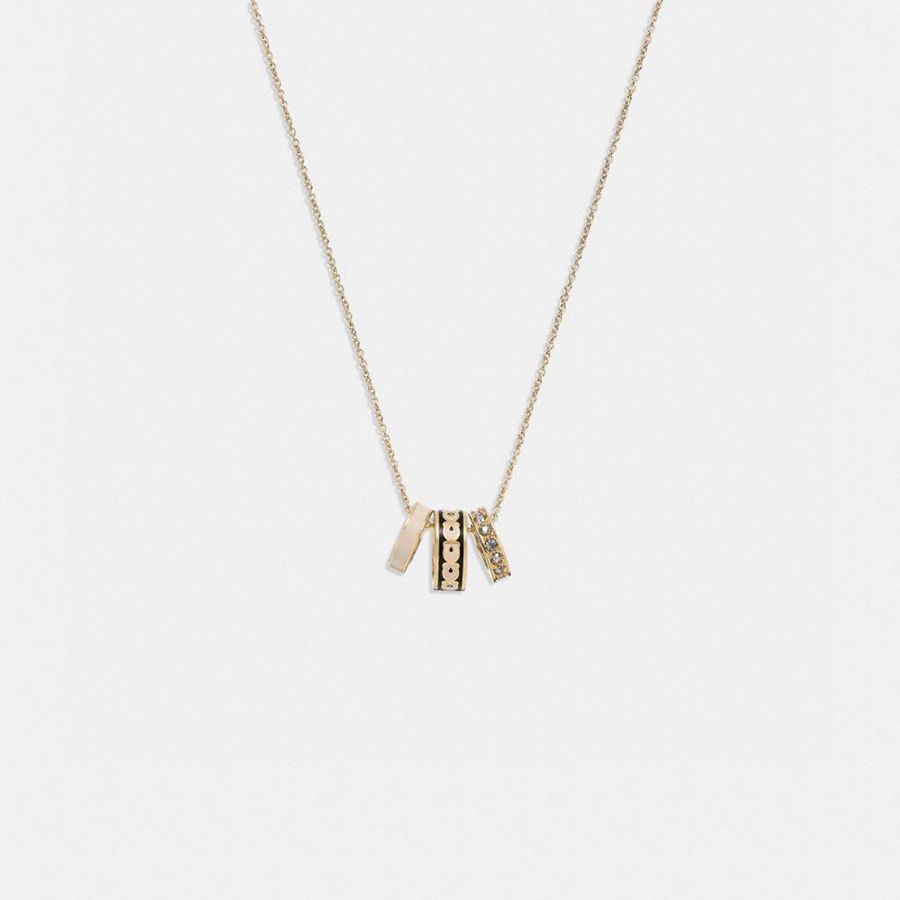 Jóias COACH Signature Enamel Necklace Feminino Douradas | 04319RFDW