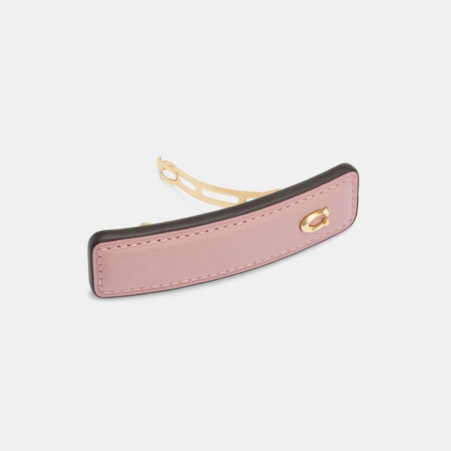 Jóias COACH Signature Leather Barrette Feminino Rosa | 15796OYRH