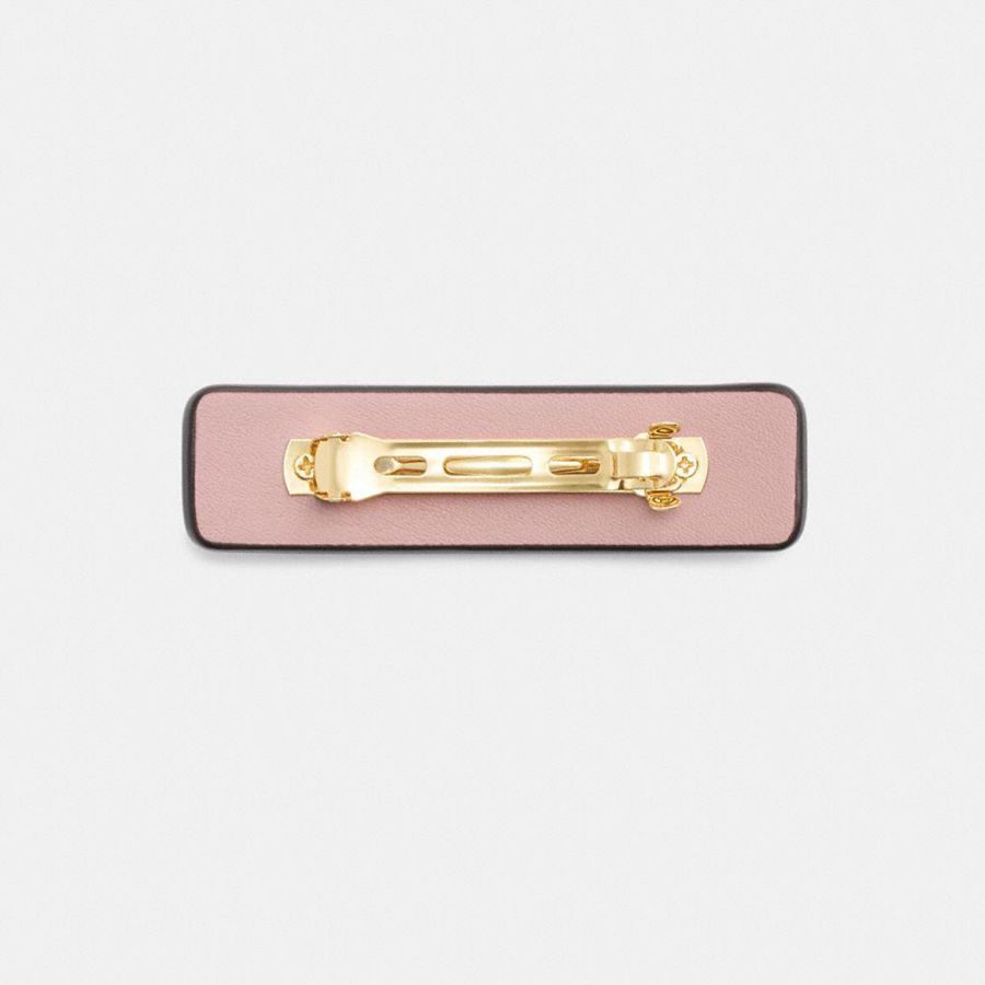 Jóias COACH Signature Leather Barrette Feminino Rosa | 15796OYRH