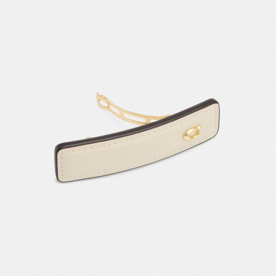 Jóias COACH Signature Leather Barrette Feminino Branco | 70285TYCU