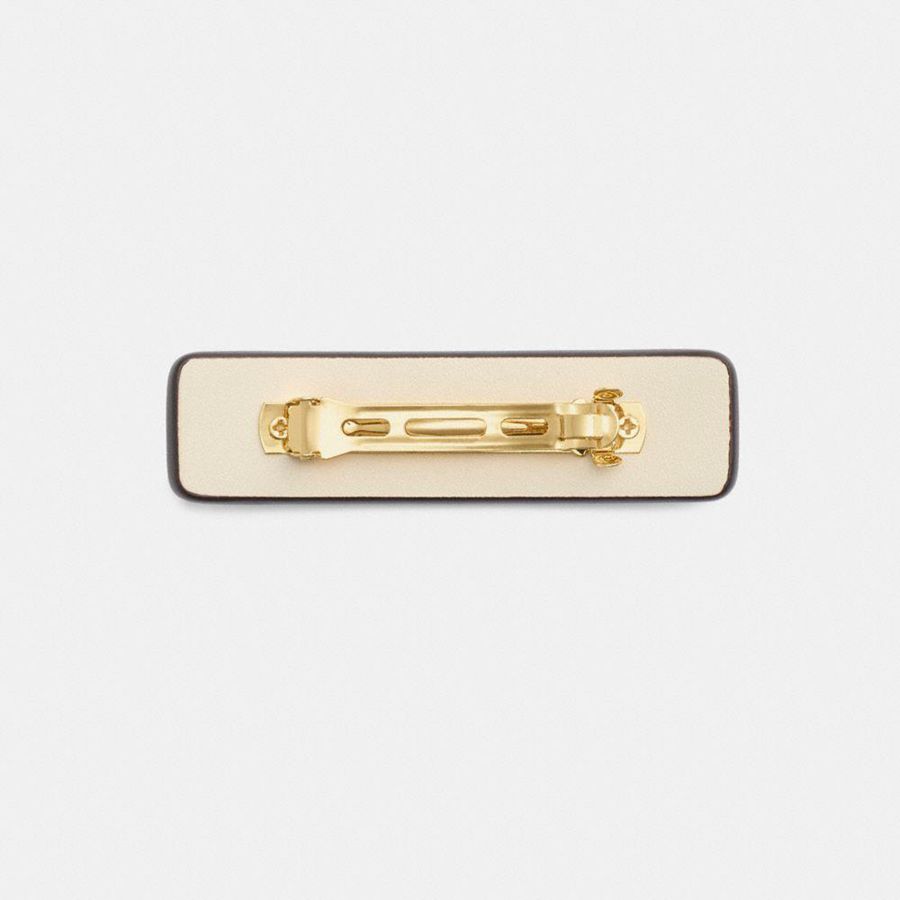 Jóias COACH Signature Leather Barrette Feminino Branco | 70285TYCU