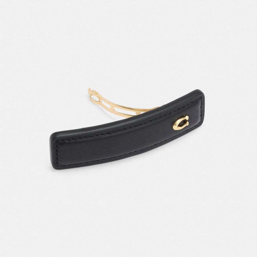 Jóias COACH Signature Leather Barrette Feminino Pretas | 57038EWJZ
