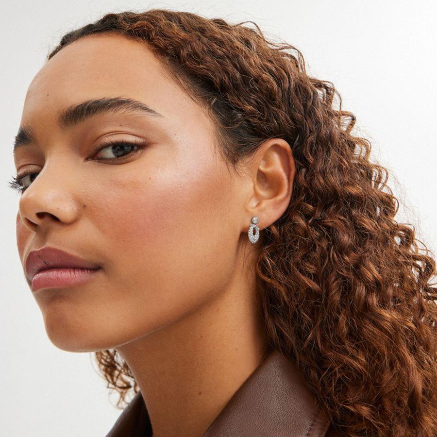 Jóias COACH Signature Pavé Earrings Feminino Douradas | 03962RCGS