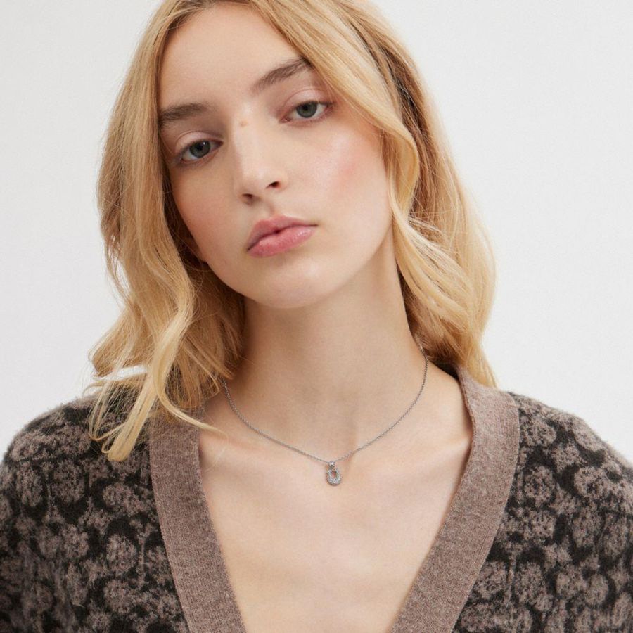Jóias COACH Signature Pavé Necklace Feminino Douradas | 23465ECLR