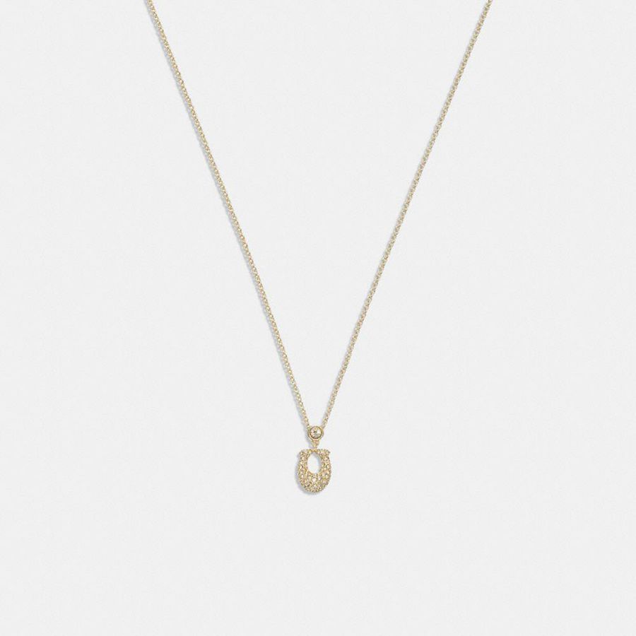 Jóias COACH Signature Pavé Necklace Feminino Douradas | 23465ECLR