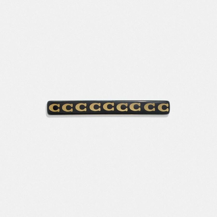 Jóias COACH Signature Resin Thin Hair Barrette Feminino Pretas | 78453EWSJ