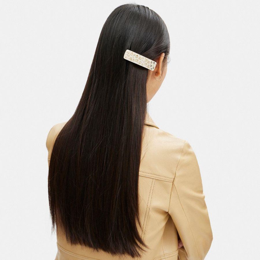 Jóias COACH Signature Resin Wide Hair Barrette Feminino Douradas | 20597EHNM