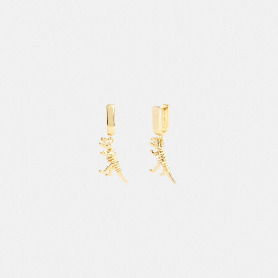 Jóias COACH Skeletal Rexy Huggie Earrings Feminino Douradas | 39425ZXEH