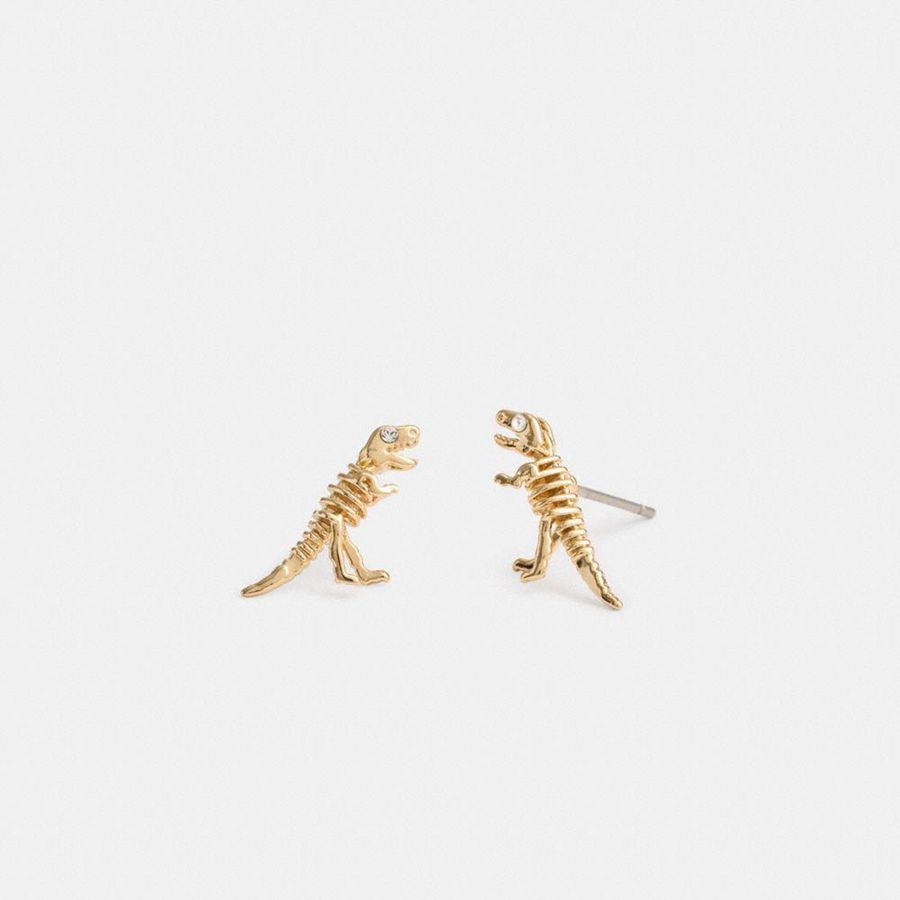 Jóias COACH Skeletal Rexy Stud Earrings Feminino Douradas | 56938YCIX