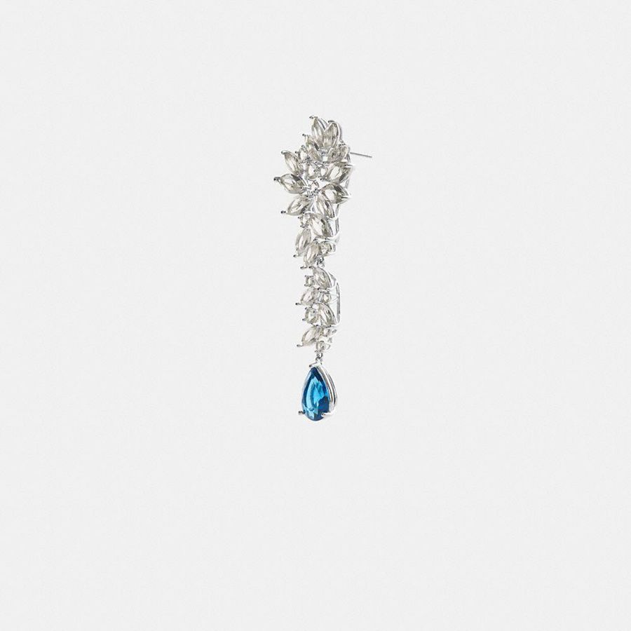 Jóias COACH Statement Crystal Single Earring Feminino Prateadas | 98175PYTU