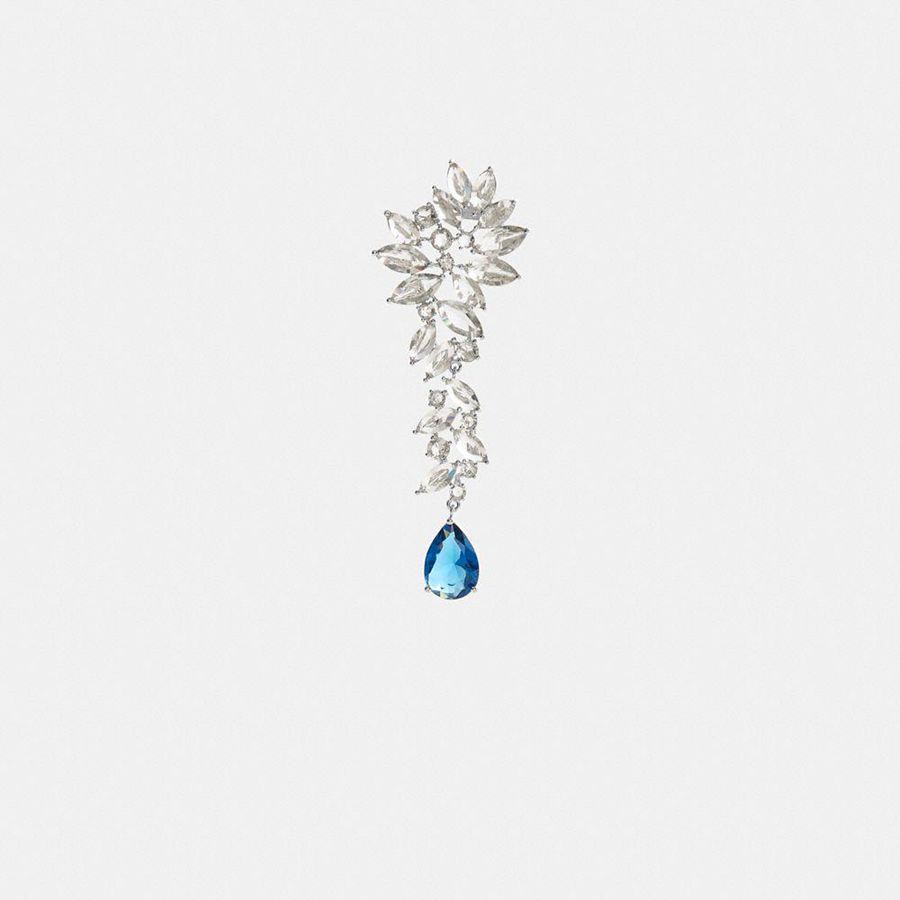 Jóias COACH Statement Crystal Single Earring Feminino Prateadas | 98175PYTU