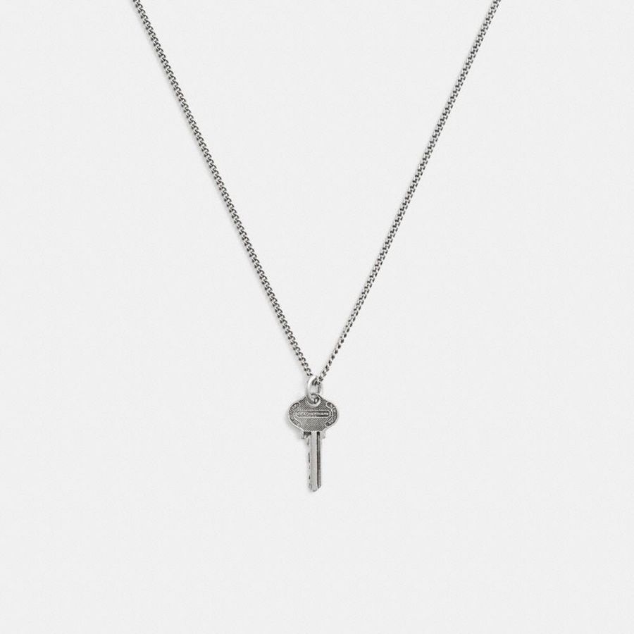 Jóias COACH Sterling Key Pendant Necklace Masculino Prateadas | 52416RUKV