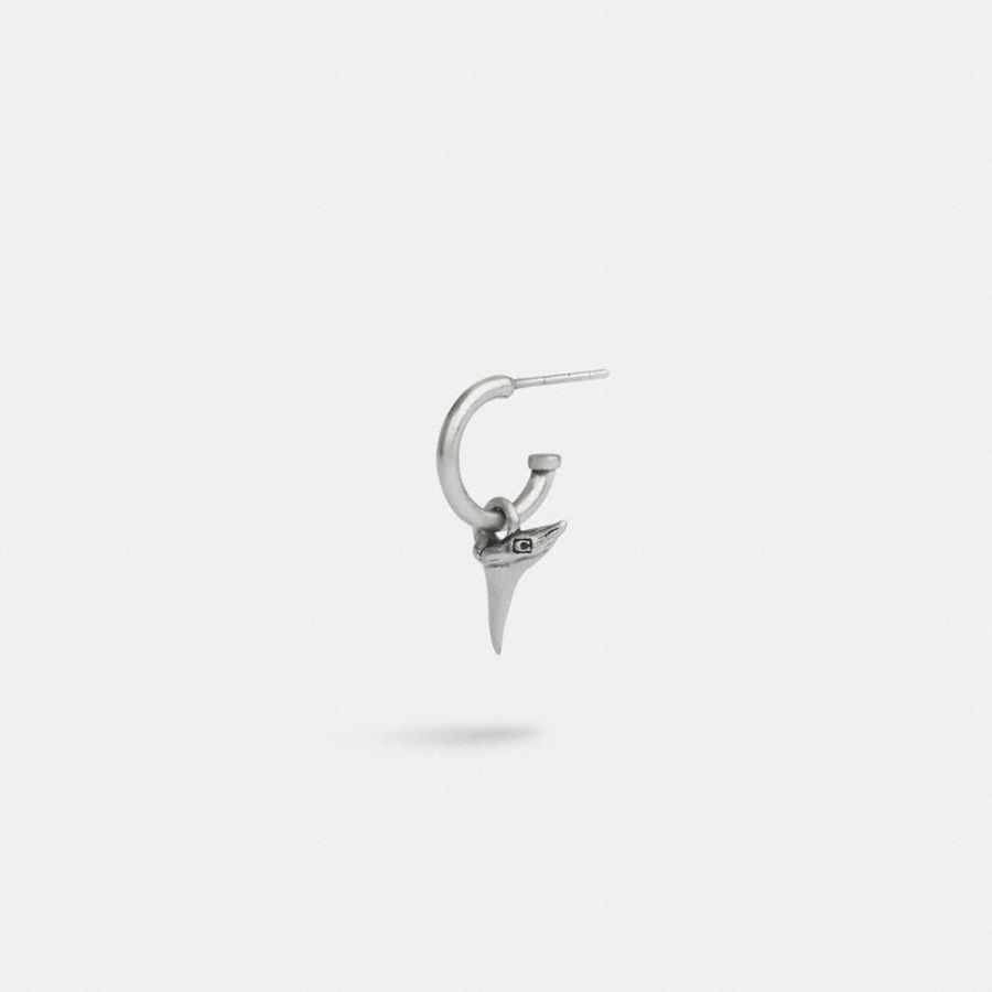 Jóias COACH Sterling Shark Tooth Single Huggie Earring Masculino Prateadas | 07613LPXO