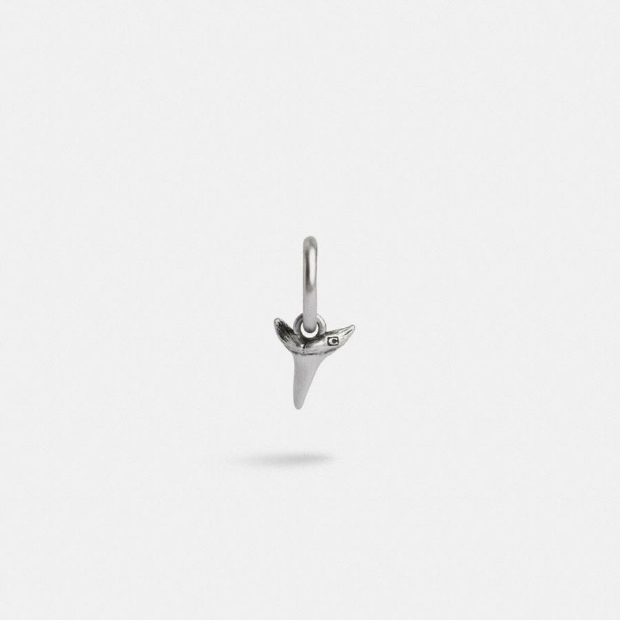 Jóias COACH Sterling Shark Tooth Single Huggie Earring Masculino Prateadas | 07613LPXO