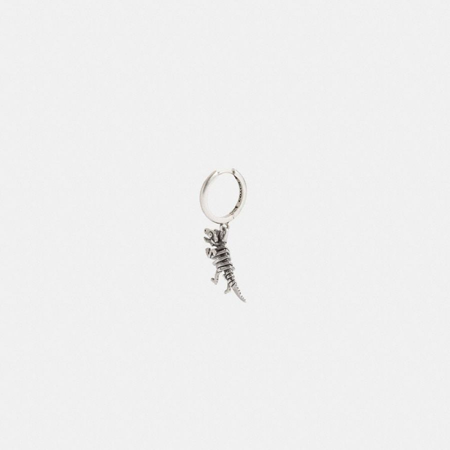 Jóias COACH Sterling Skeletal Rexy Huggie Earring Masculino Prateadas | 34591ECKY
