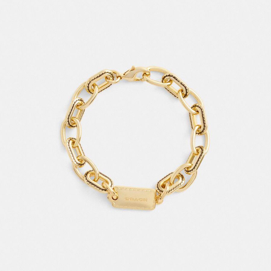 Jóias COACH Stitched Chain Link Bracelet Feminino Douradas | 49028XRUF