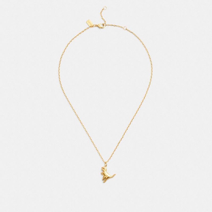 Jóias COACH Stitched Rexy Pendant Necklace Feminino Douradas | 27901ERIQ
