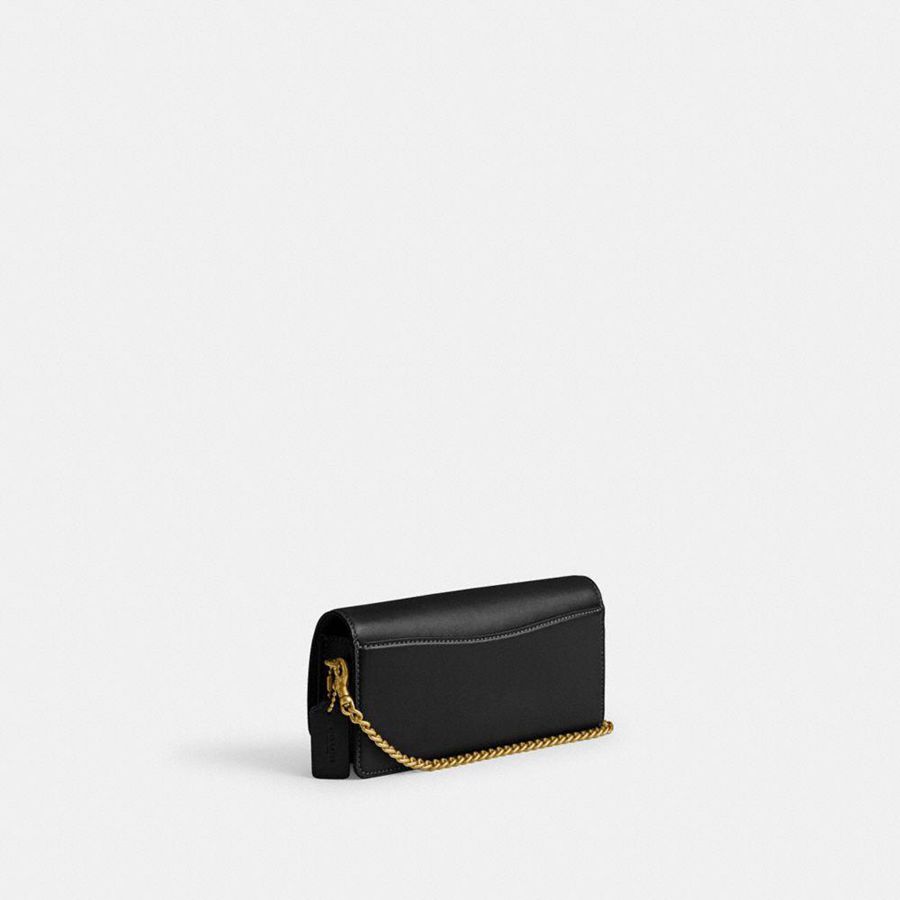 Kuplung Táskák COACH Evie Long Wallet With Chain Feminino Pretas | 37148ADSI