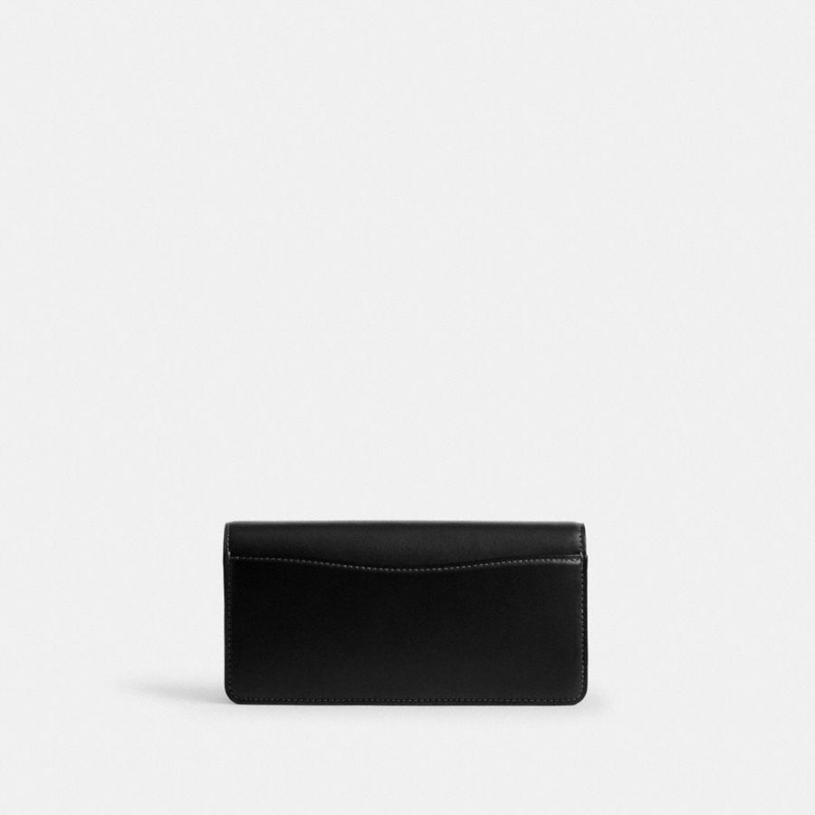 Kuplung Táskák COACH Evie Long Wallet With Chain Feminino Pretas | 37148ADSI