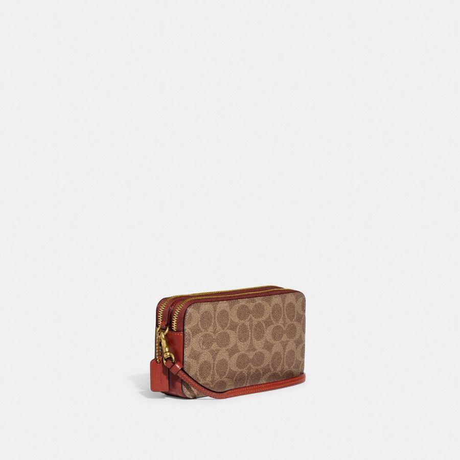 Kuplung Táskák COACH Kira Crossbody In Colorblock Signature Canvas Feminino Marrom | 28604QVNJ