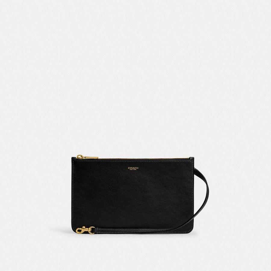 Kuplung Táskák COACH New York Zip Pouch Feminino Pretas | 74605UJLT
