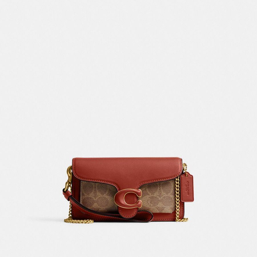 Kuplung Táskák COACH Tabby Crossbody Wristlet In Signature Canvas Feminino Marrom | 37681WTRP
