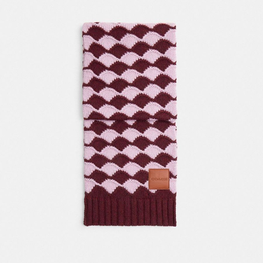 Lenço COACH Bobble Stripe Muffler Feminino Rosa | 18924THPJ