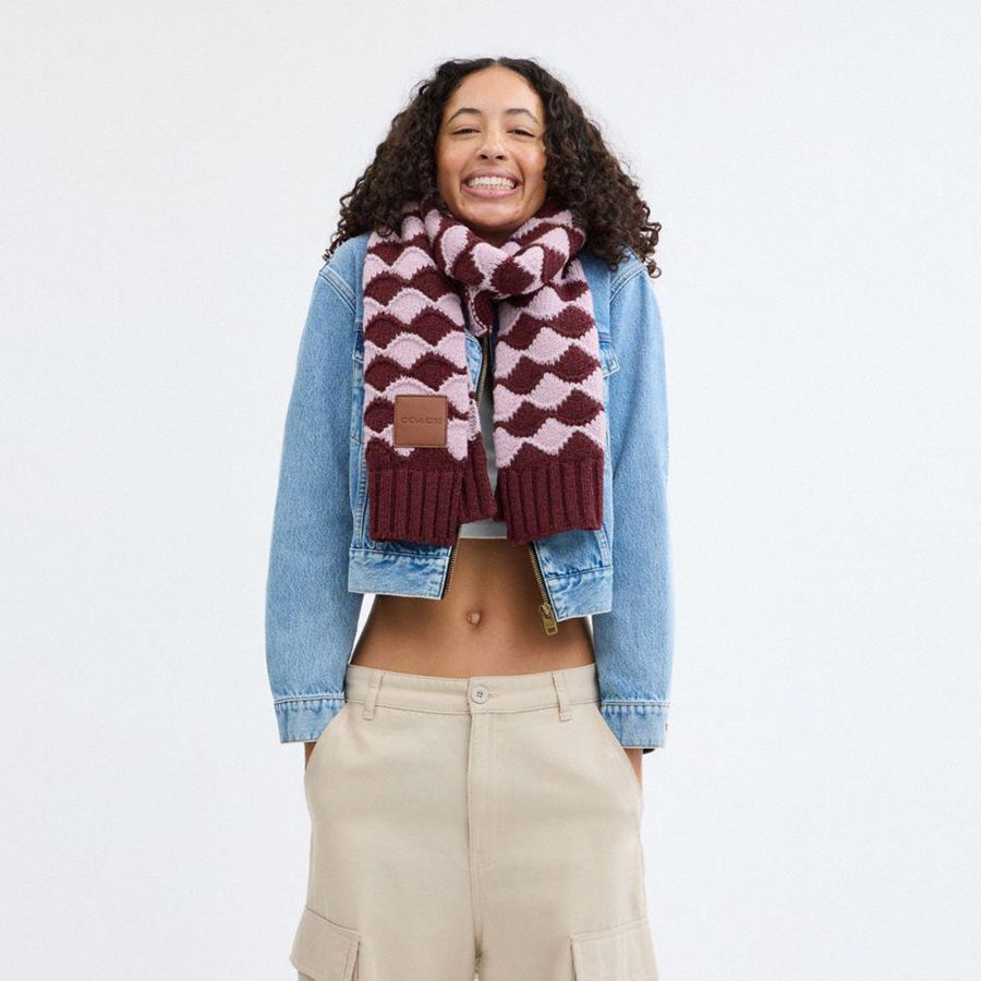 Lenço COACH Bobble Stripe Muffler Masculino Vermelhas | 23910ZUPF