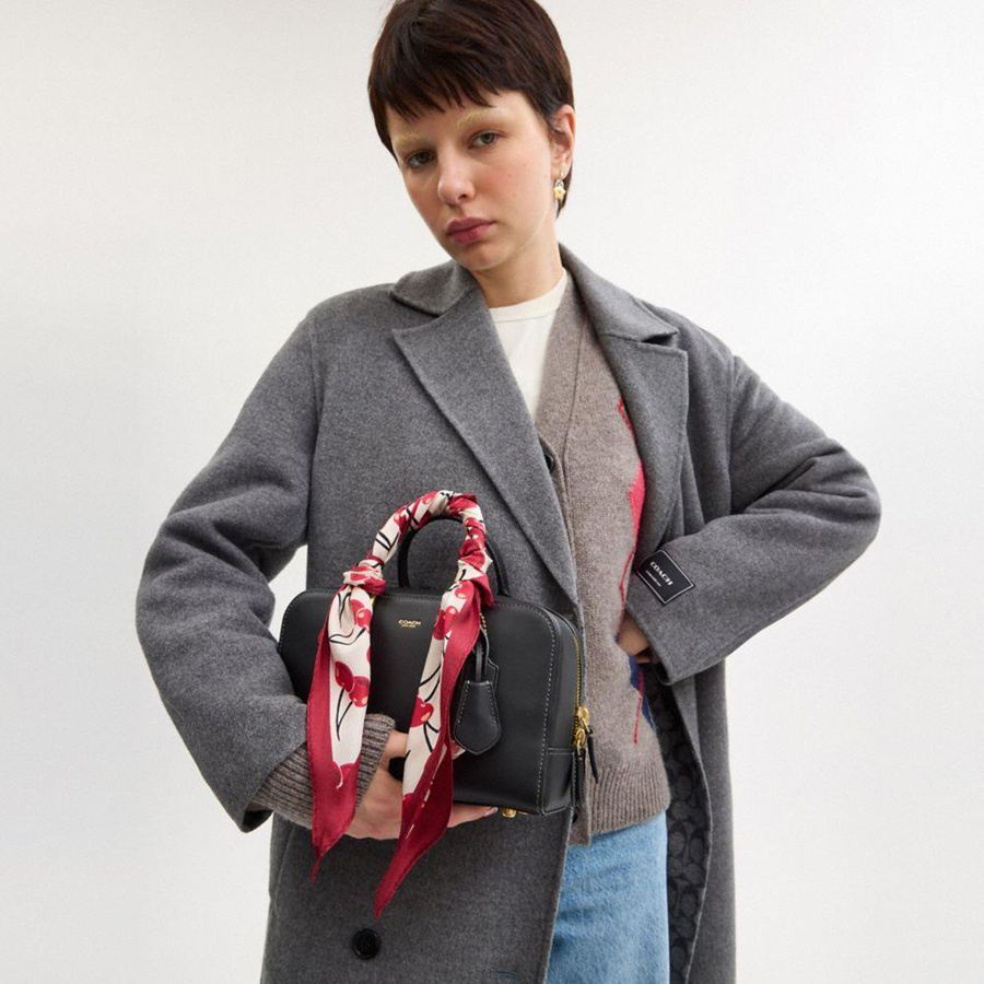 Lenço COACH Cursive Coach Script Cherry Swirl Print Silk Diamond Feminino Vermelhas | 59364HBCY