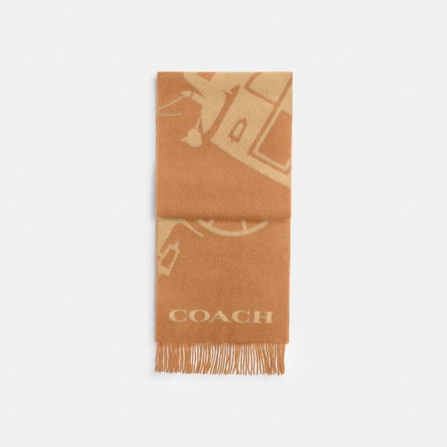 Lenço COACH Horse And Carriage Cashmere Muffler Feminino Marrom | 13675DFGR