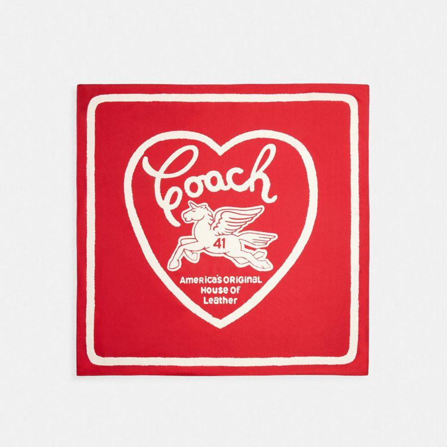 Lenço COACH Pegasus Print Silk Square Feminino Vermelhas | 61085IOUD