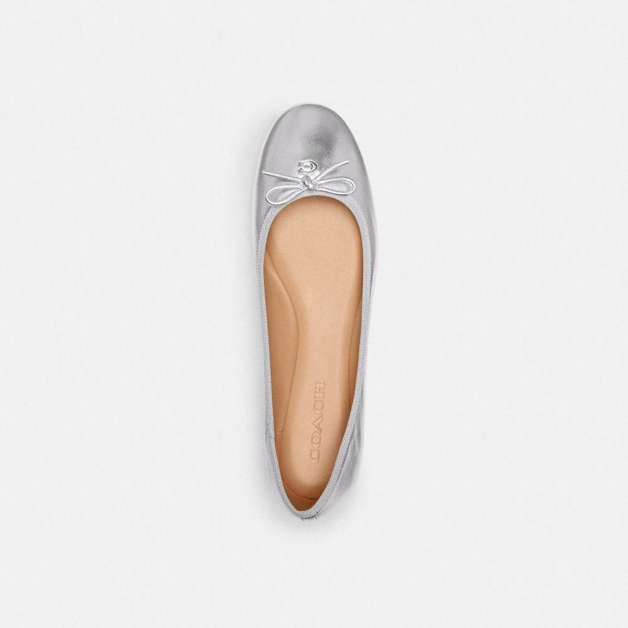 Mocassins COACH Abigail Flat Feminino Prateadas | 89654PEKL