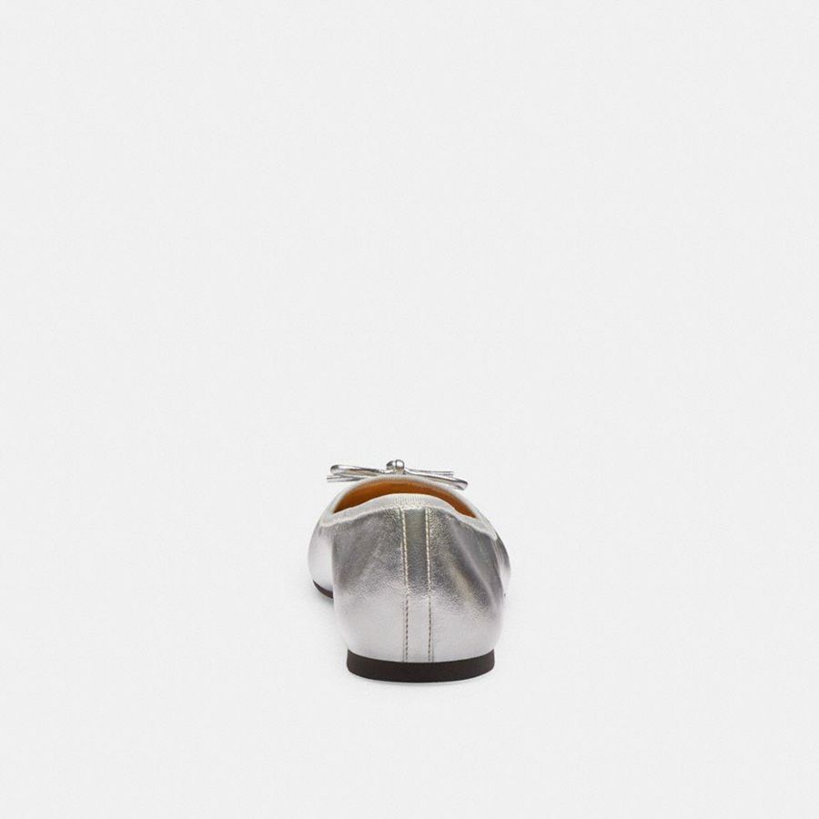 Mocassins COACH Abigail Flat Feminino Prateadas | 89654PEKL