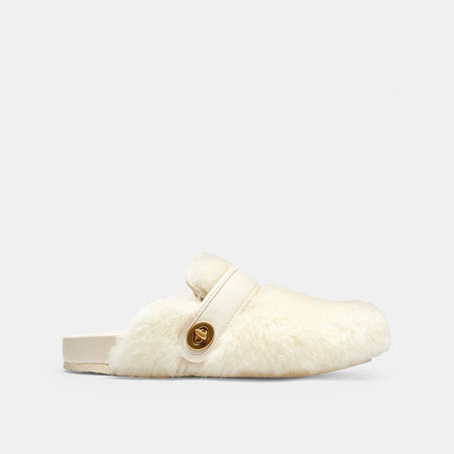 Mocassins COACH Blake Clog Feminino Bege | 34196HLOE