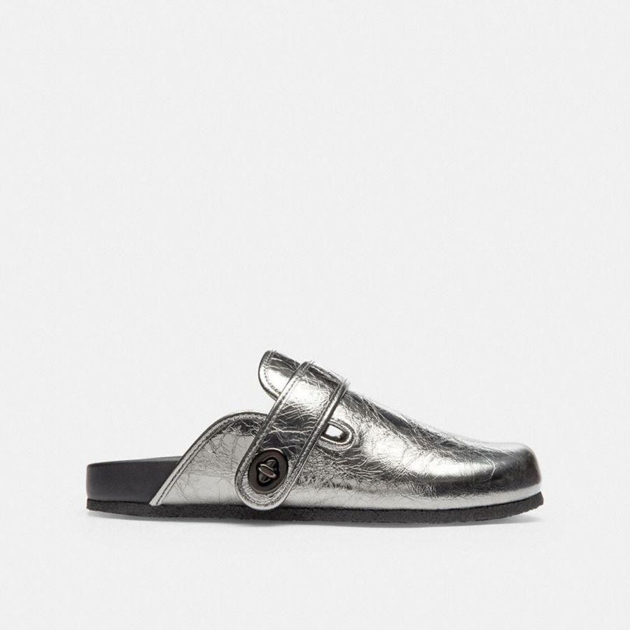 Mocassins COACH Blake Clog Feminino Prateadas | 74126RDCY