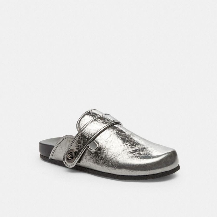 Mocassins COACH Blake Clog Feminino Prateadas | 74126RDCY