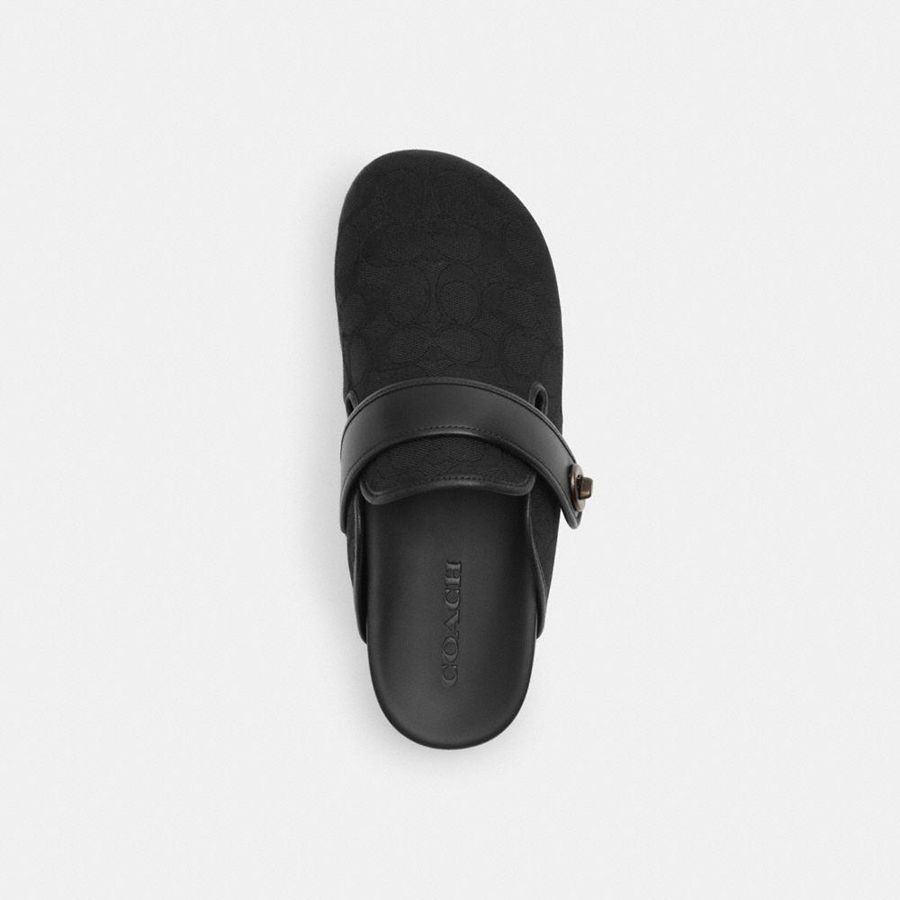 Mocassins COACH Blake Clog In Signature Jacquard Feminino Pretas | 07568DXMT
