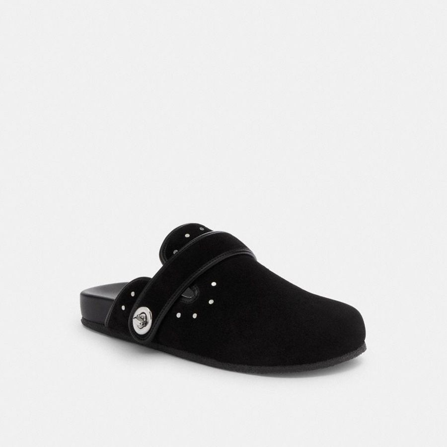 Mocassins COACH Blake Clog With Rivets Feminino Pretas | 19354DHYL
