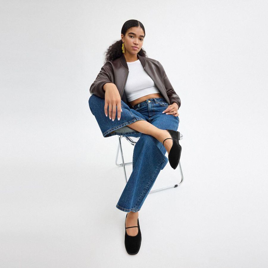 Mocassins COACH Emilia Mary Jane Feminino Pretas | 81394QYVU