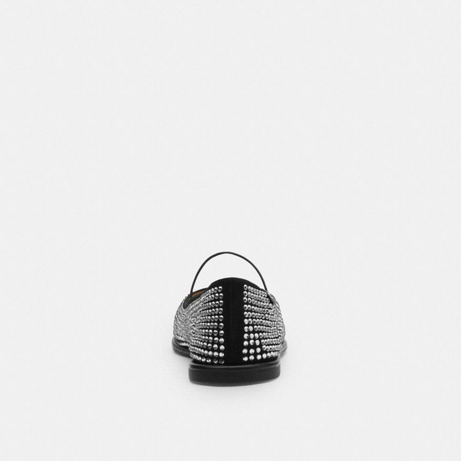 Mocassins COACH Emilia Mary Jane With Crystal Feminino Prateadas | 19326LGPK