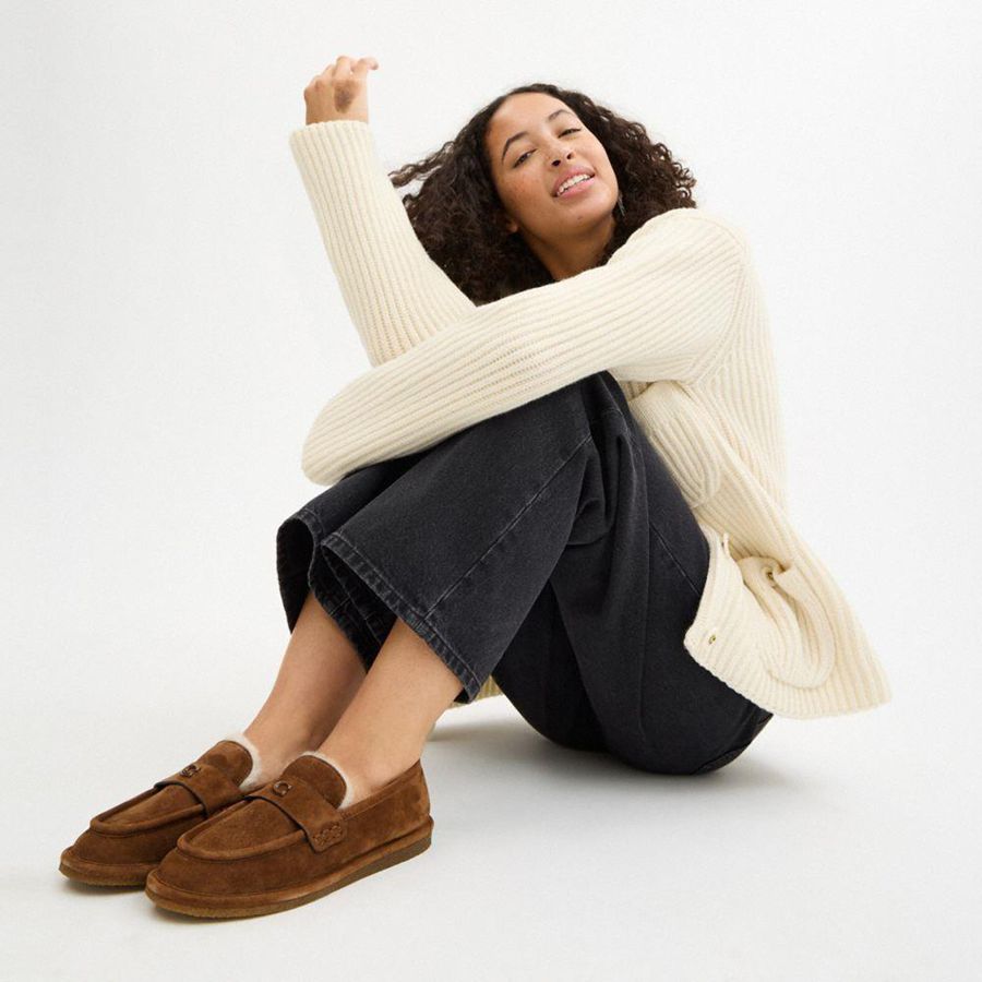 Mocassins COACH Forest Slipper Feminino Marrom | 80541RZJN