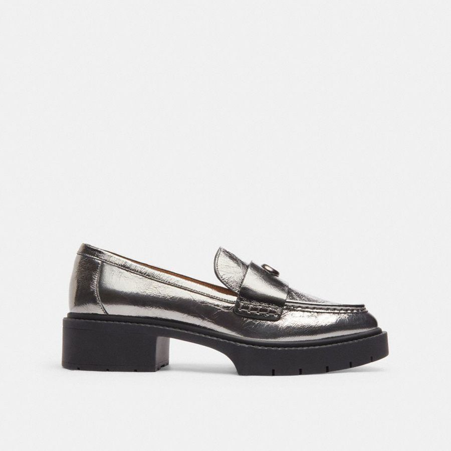 Mocassins COACH Leah Feminino Prateadas | 63851ZHLB