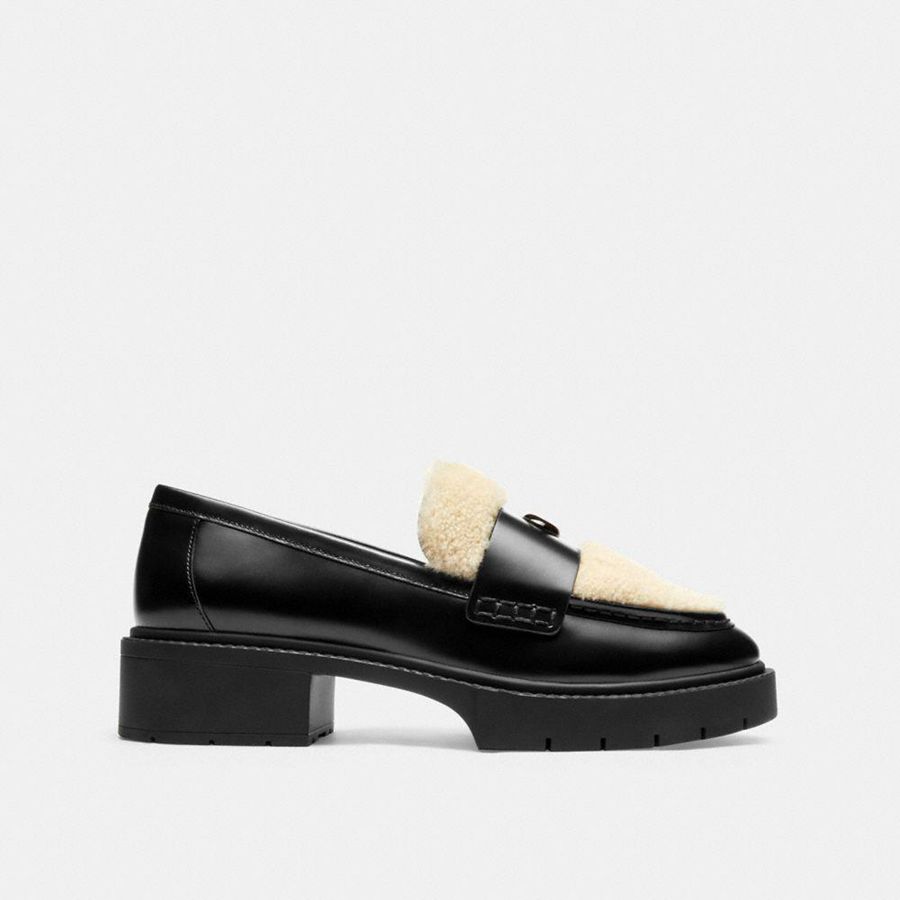 Mocassins COACH Leah Feminino Pretas | 12406CXQV