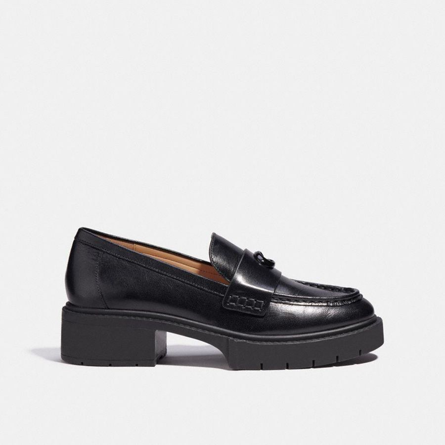Mocassins COACH Leah Feminino Pretas | 26481OYNG