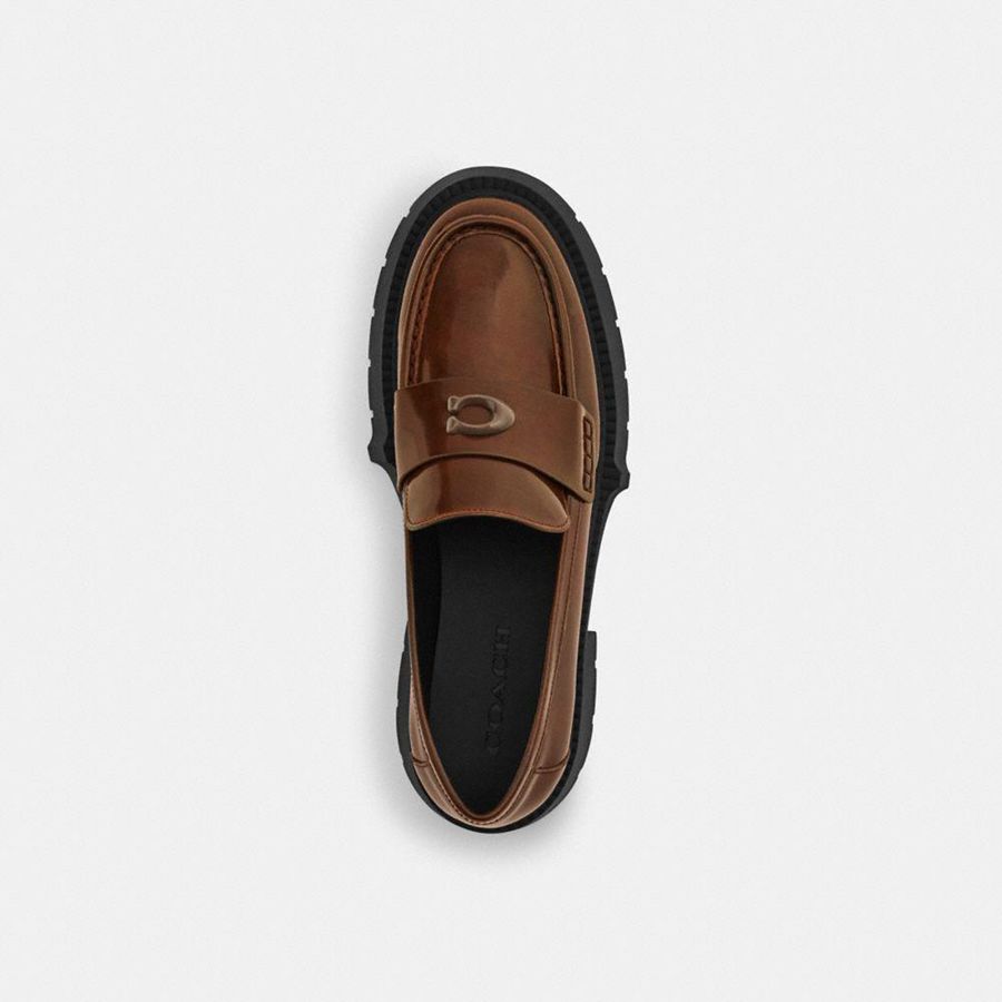 Mocassins COACH Leah Platform Feminino Marrom | 68925FXHN